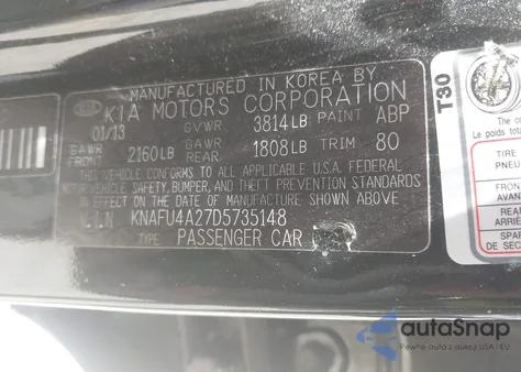 2013 Kia Forte Ex из США, поврежденный, VIN KNAFU4A27D5735148